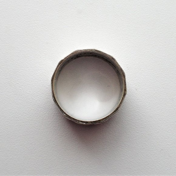 Vintage Designer Solid 9CT 9K White Gold Wide Wedding RING BAND size 5.5-5.75 - Picture 3 of 8